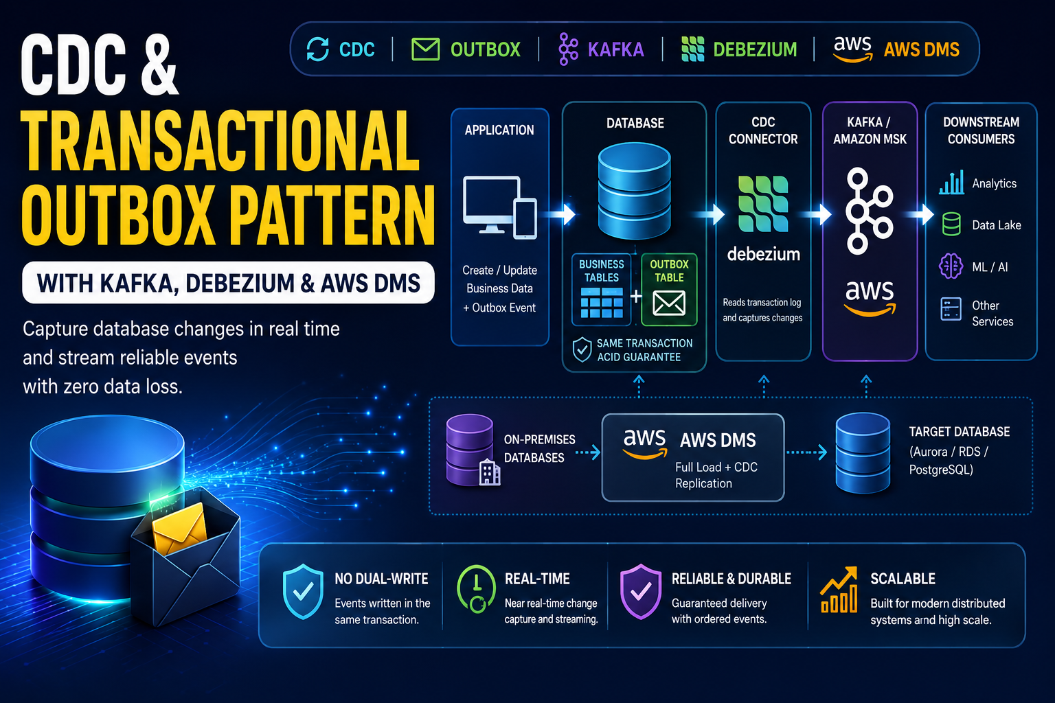 CDC and Transactional Outbox Pattern with Kafka, Debezium and AWS DMS