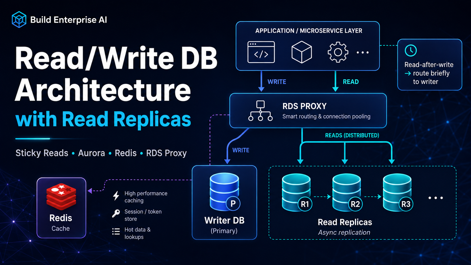 Read/Write Database Architecture with Read Replicas: Spring Boot, AWS Aurora, Redis & RDS Proxy