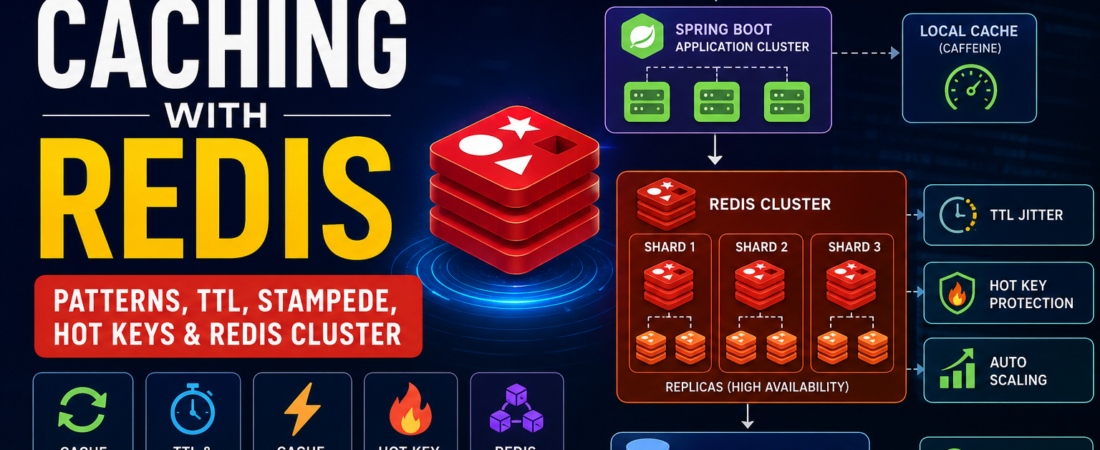 Distributed Caching with Redis: Cache-Aside, TTL, Cache Stampede, Hot Keys & Redis Cluster